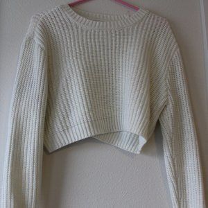 Cropped White Knit Full Tilt Sweater Size Medium